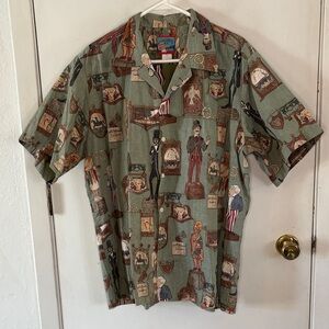 Joe Kealoha vintage tavern print short sleeve button down shirt Size XL
